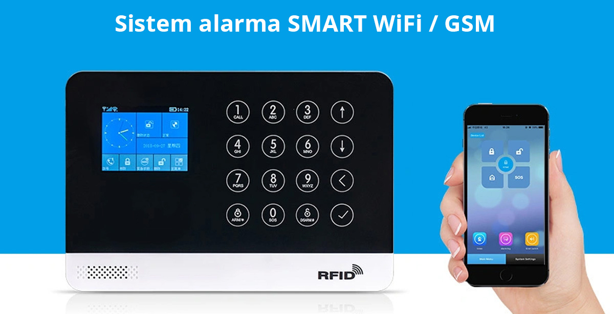 Sistem complet de alarma SMART WiFi, GSM, RFID, compatibil Tuya / Smart Life