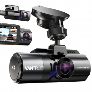 Camera auto tripla Vantrue N4 fata-spate-interior, 2.5K + 2.5K + 1080P HDR/30fps, Night Vision, ecran 2.45", GPS, G-sensor si monitorizare parcare