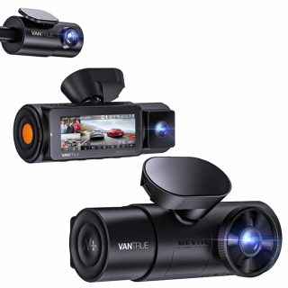 Camera auto tripla Vantrue N4 Pro fata-spate-interior, WiFi 5GHz 4K + 1080P + 1080P HDR, control vocal, Night Vision, ecran 2.45", GPS, G-sensor si monitorizare parcare