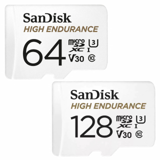 Card de memorie SanDisk micro SD High Endurance Video 64 GB / 128 GB, Class 10, V30, UHS-I U3 + adaptor