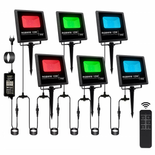 Set 6 Lampi ambientale LED RGB pentru gradina, IP66, 120W, 8000lm